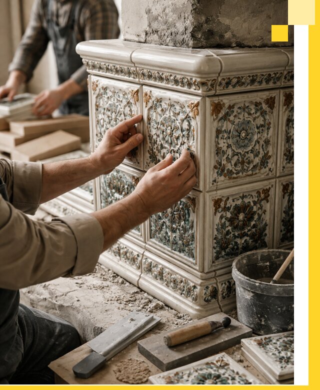 Изразцовые камины под ключ в Кохме: проект и монтаж