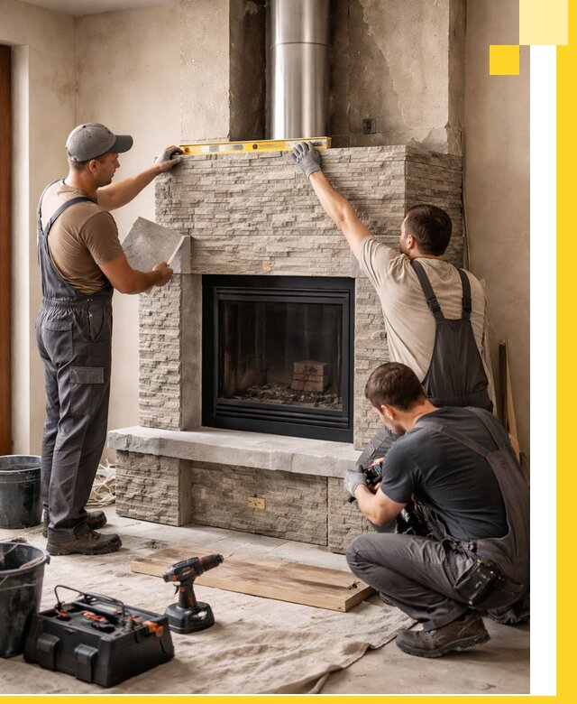 Профессиональный монтаж каминов под ключ в Кохме для дома