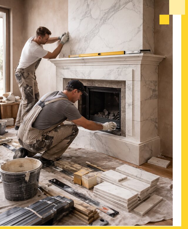 Отделка каминов в Кохме качественные облицовочные работы