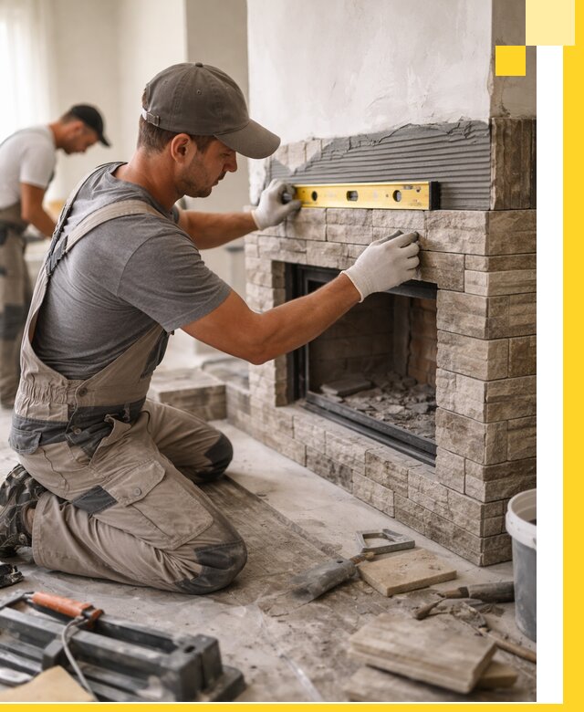 Облицовка каминов в Кохме, монтаж и отделка натуральным камнем