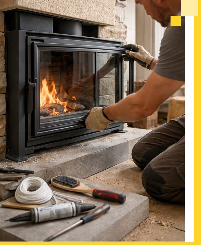 Производство, монтаж и доставка каминов со стеклом в Кохме