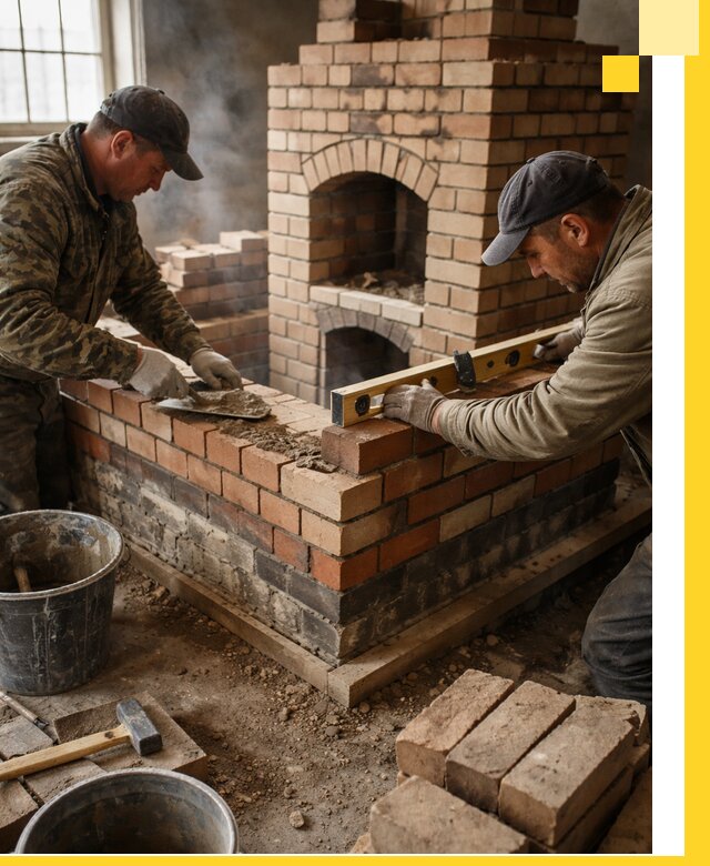 Изготовление и монтаж печей и каминов из кирпича в Кохме