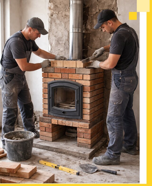 Монтаж печи камина под ключ в Кохме с гарантией и пусконаладкой