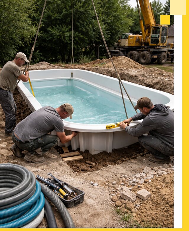 Установка и монтаж композитных бассейнов под ключ в Кохме