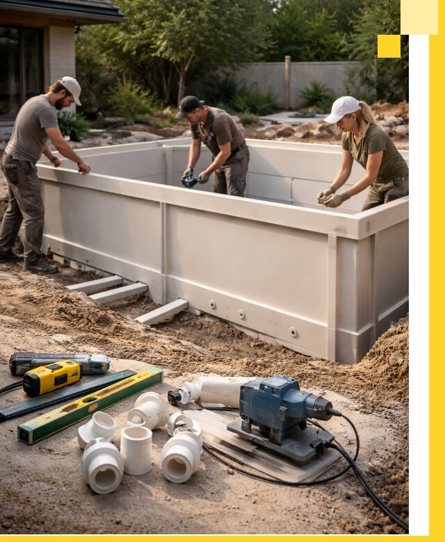 Установка полипропиленовых бассейнов под ключ в Кохме