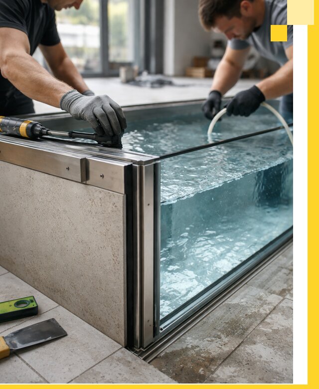 Проектирование и монтаж стеклянных бассейнов в Кохме