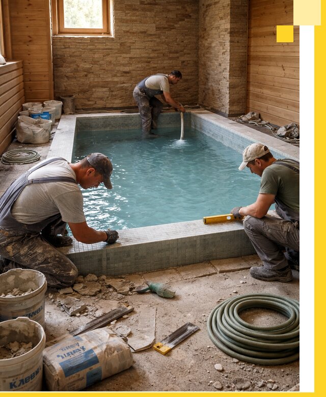 Проектирование и строительство бассейнов для бани в Кохме