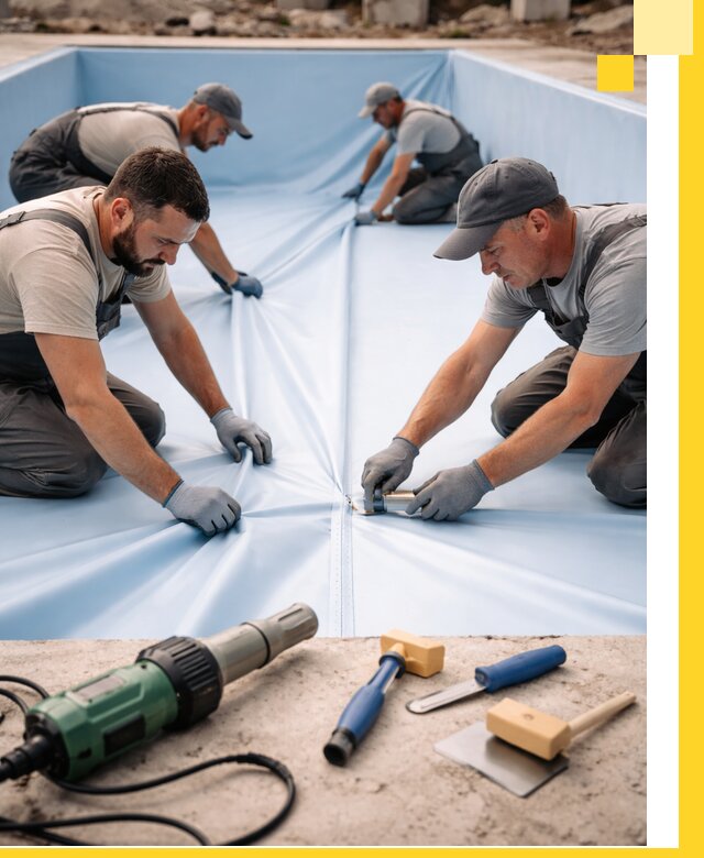 ПВХ пленка для бассейнов с монтажом и гарантией в Кохме