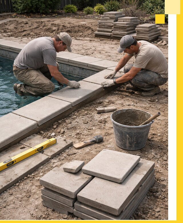 Установка и изготовление копингового камня для бассейнов в Кохме