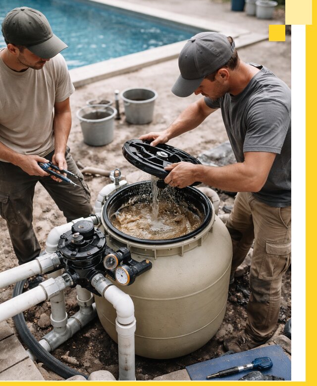 Установка и обслуживание песочных фильтров для бассейнов в Кохме