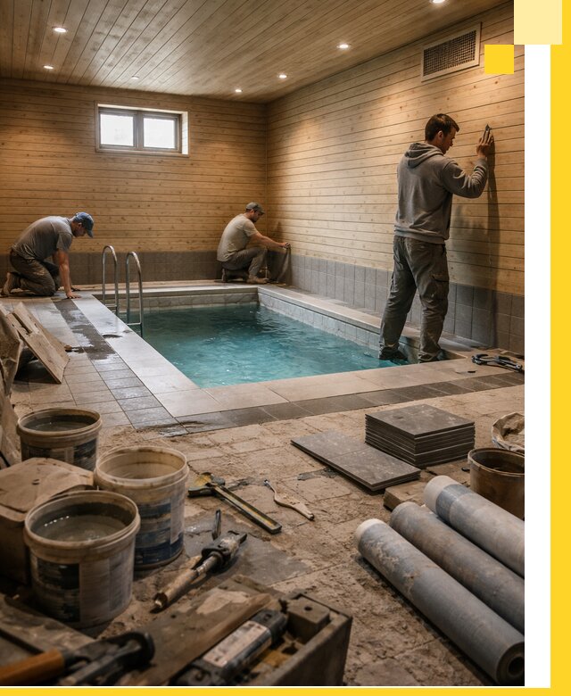 Строительство бани с бассейном и сауной под ключ в Кохме