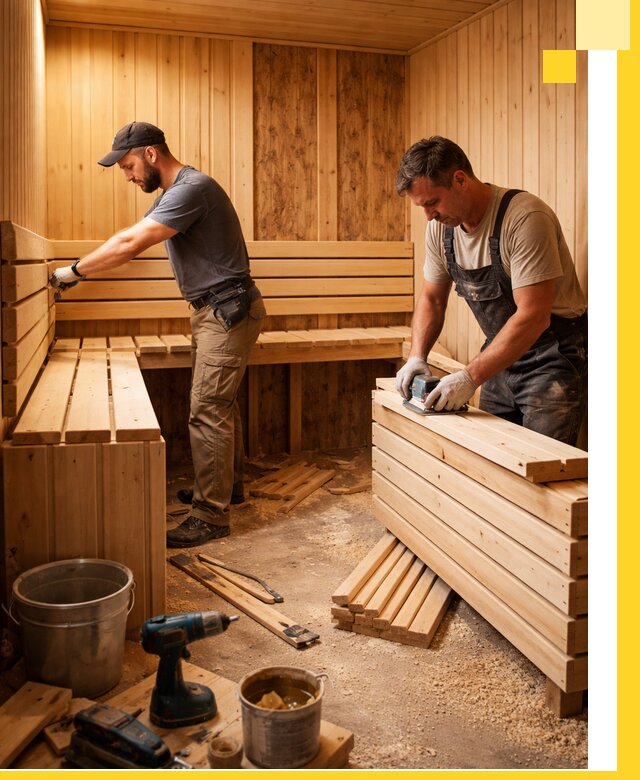 Профессиональный комплексный ремонт саун под ключ в Кохме