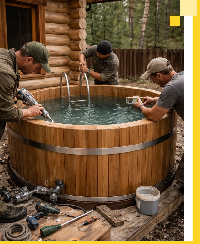 Строительство бань с купелью под ключ и отделкой в Кохме