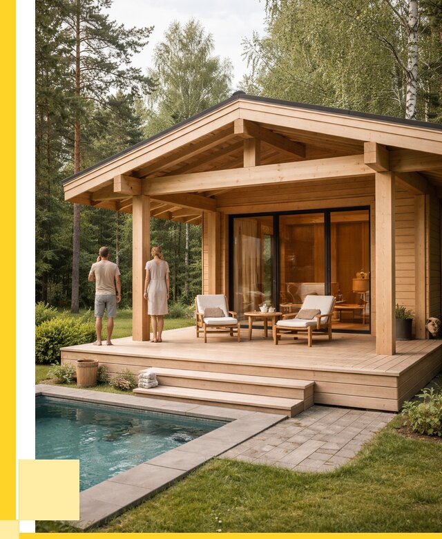 Бани с террасой под ключ в Кохме от 623280 р. | ЭриданКхм