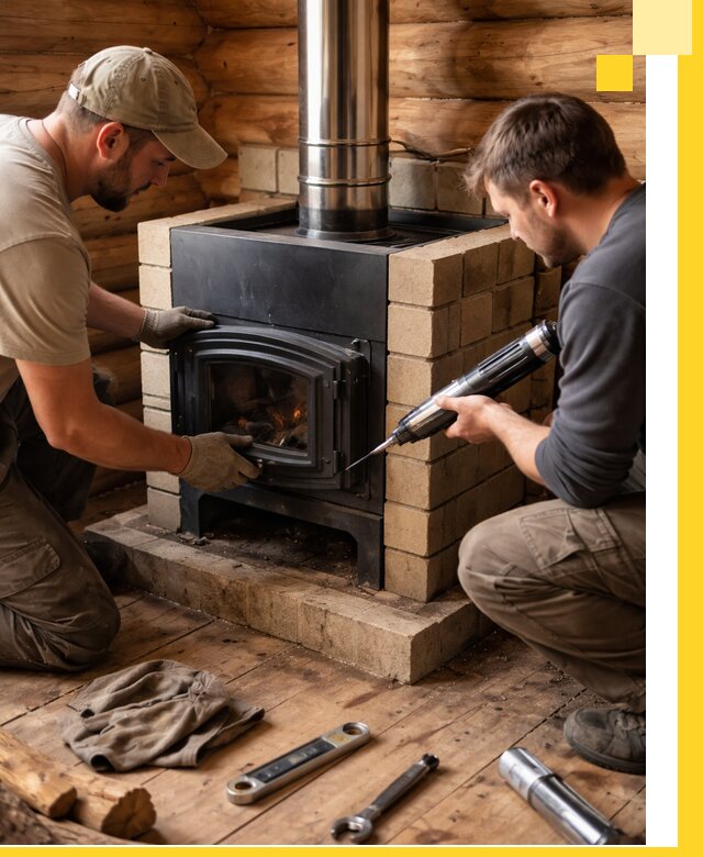 Монтаж и установка печи в бане под ключ с гарантией в Кохме