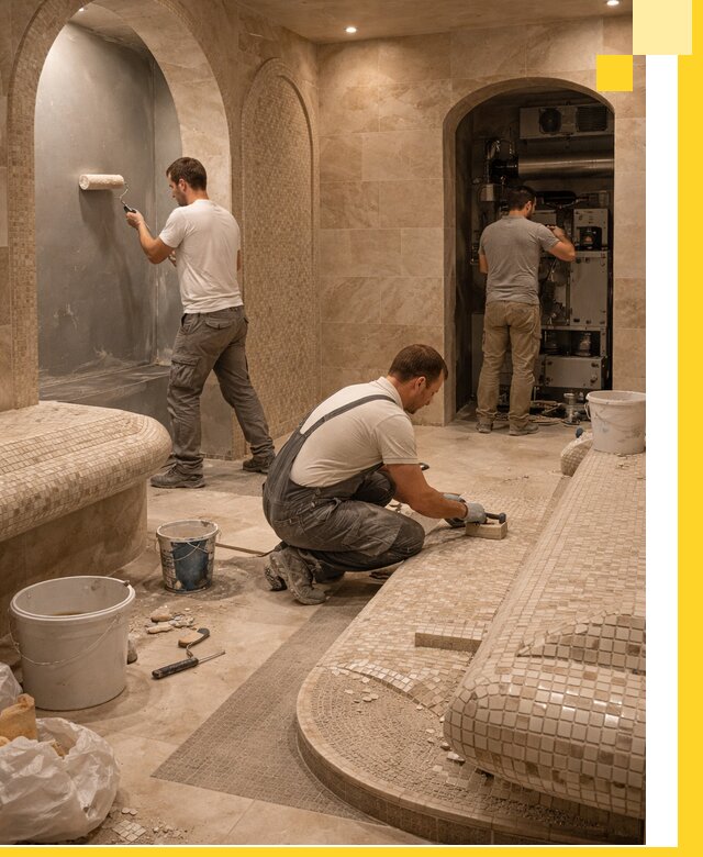 Строительство бани с хамамом и бассейном под ключ в Кохме