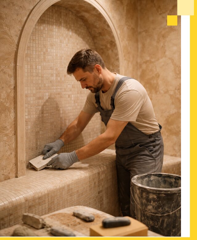 Профессиональная отделка хамамов с мозаикой под ключ в Кохме