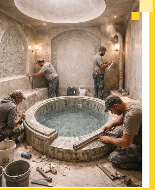 Профессиональное строительство хамама с бассейном в Кохме под ключ