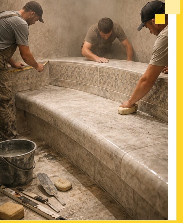 Изготовление и установка сидений для хамама в Кохме