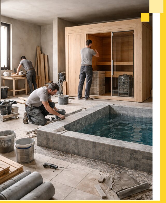 SPA зоны под ключ с бассейном сауной и печью в Кохме